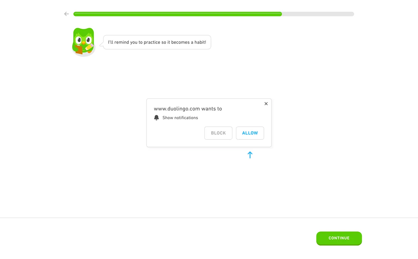 How Duolingo onboards new users - Step 11