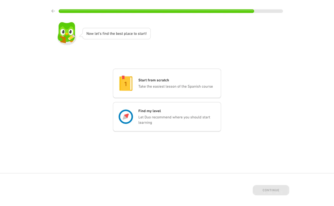 How Duolingo onboards new users - Step 12