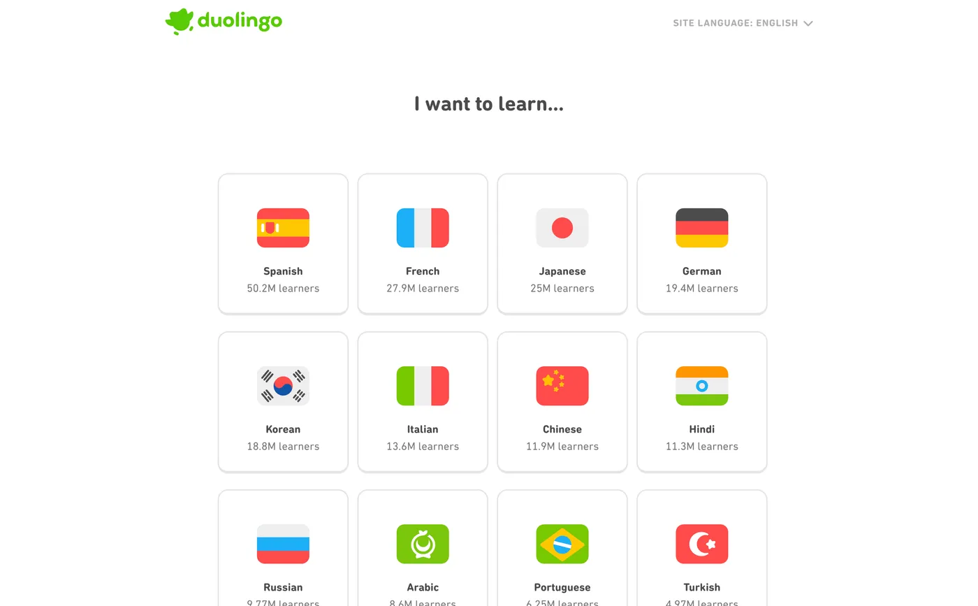 How Duolingo onboards new users - Step 2