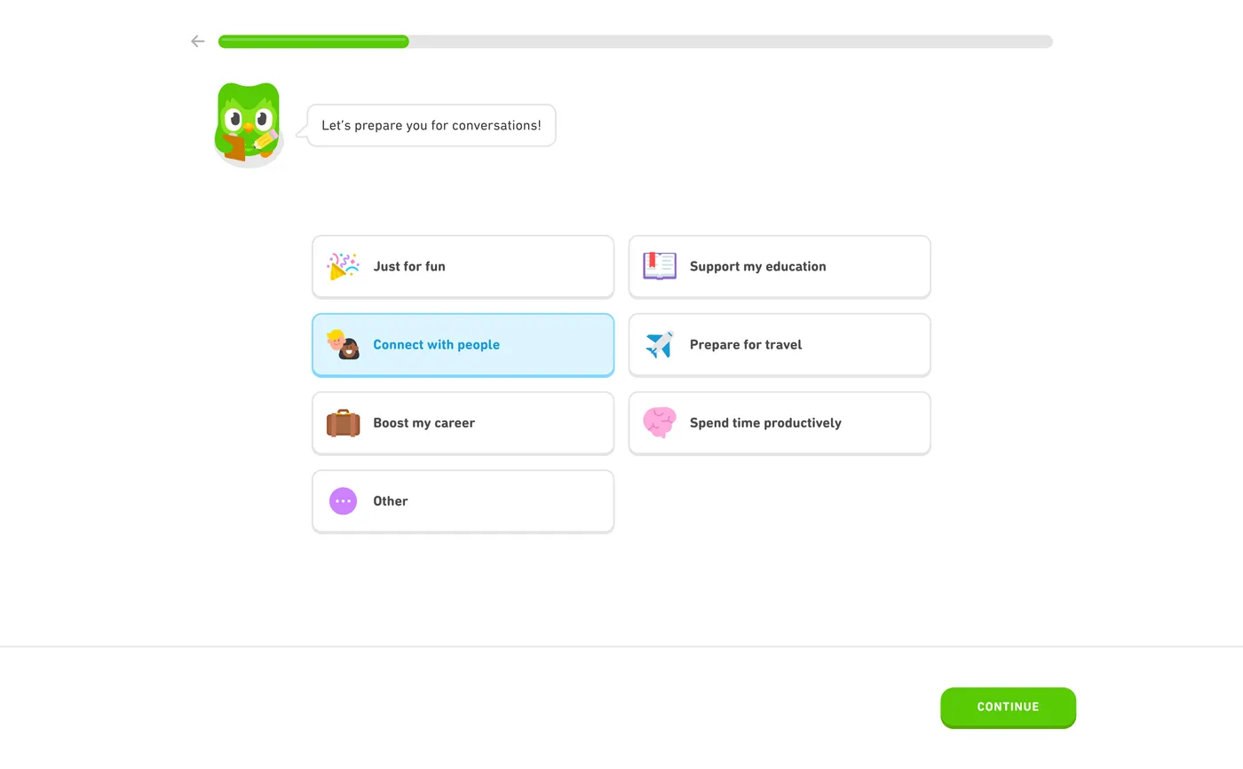 How Duolingo onboards new users - Step 6