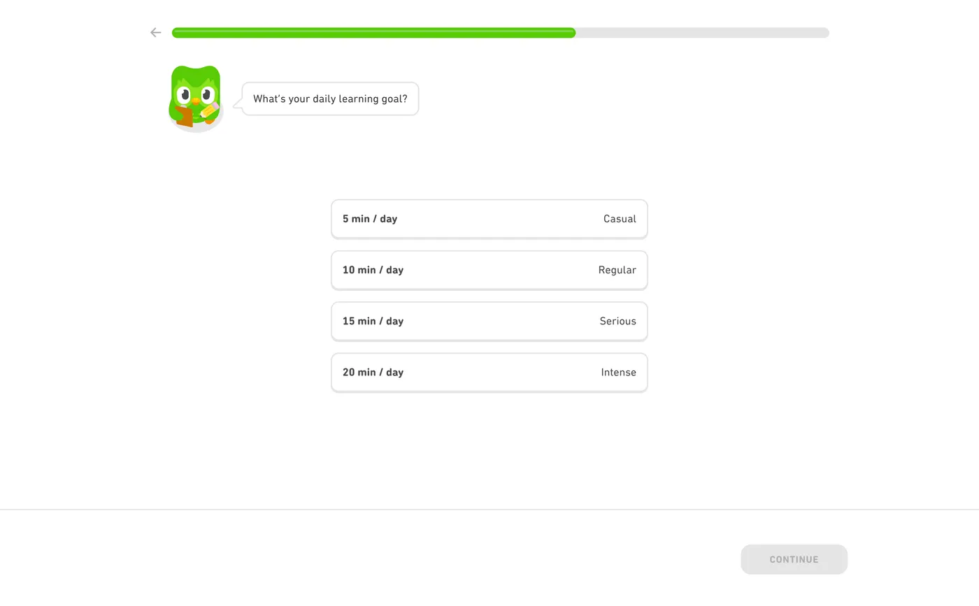 How Duolingo onboards new users - Step 9